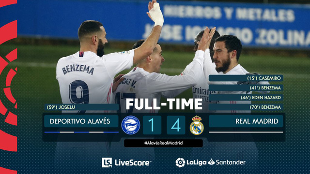 Vòng 20 La Liga: Hazard và Benzema lập công, Real thắng đậm Alaves - Ảnh 3.