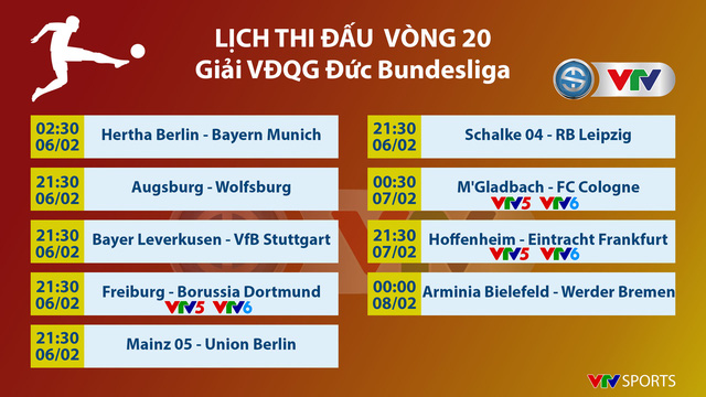 Lịch thi đấu & trực tiếp vòng 20 Bundesliga: Dortmund nỗ lực đua Top 4 - Ảnh 2.