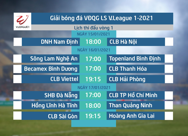 Lịch thi đấu vòng 1 V.League 2021: CLB Sài Gòn – Hoàng Anh Gia Lai, DNH Nam Định – CLB Hà Nội - Ảnh 1.