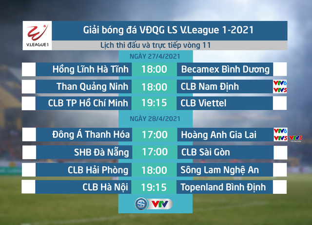 Lịch thi đấu V.League 2021 ngày 27/4: Than QN - CLB Nam Định, H.L Hà Tĩnh - B.Bình Dương, CLB TP HCM - Viettel - Ảnh 1.