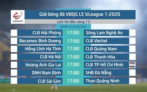 Lịch thi đấu và trực tiếp vòng 13 V.League 2020: Tâm điểm Hoàng Anh Gia Lai - CLB TP Hồ Chí Minh (VTV6, VTV5 Tây Nguyên)