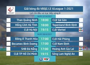 Lịch thi đấu và trực tiếp vòng 8 V.League 2021: Tâm điểm CLB Hà Nội - Viettel, SHB Đà Nẵng - HAGL