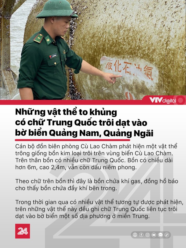 Tin nóng đầu ngày 16/11: Nhiều vật thể có chữ Trung Quốc trôi dạt vào bờ biển Quảng Nam, Quảng Ngãi - Ảnh 1.