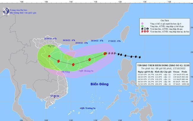 Dự báo bão số 6: Rủi ro thiên tai cấp độ 3