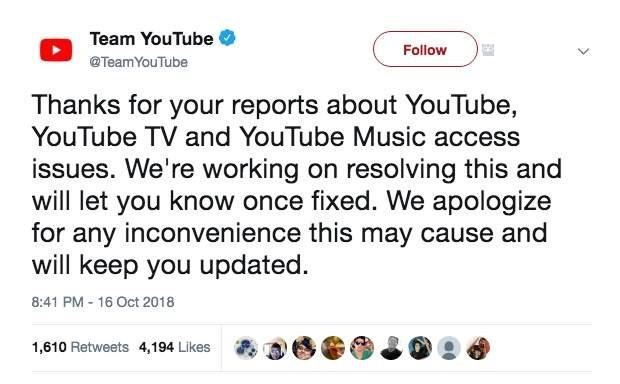 YouTube bị lỗi, nhiều khả năng do YouTube đang update tính năng mới